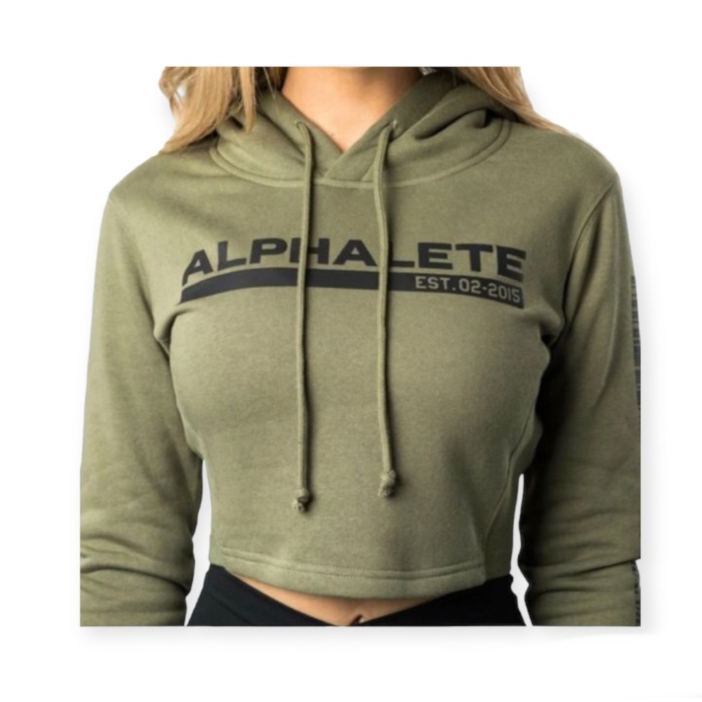 Alphalete Tactical Cropped Hoodie Olive Green Size Small